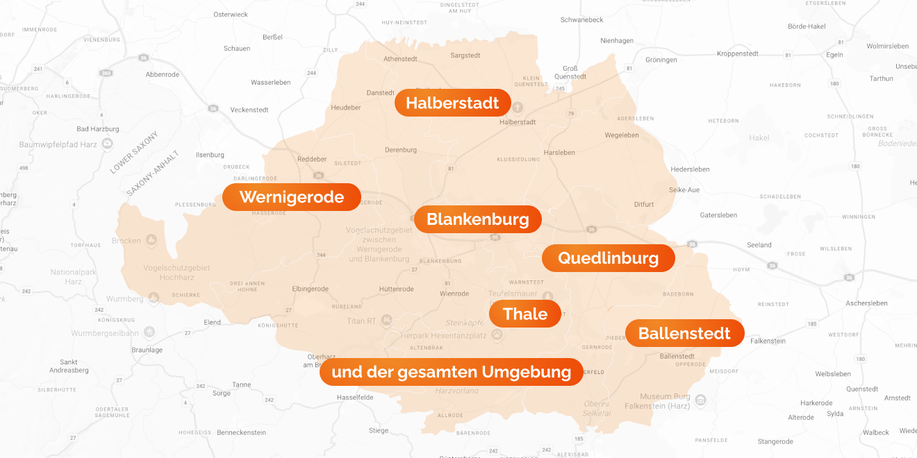 Sitz in Quedlinburg und Begleitung von Verkäufern im gesamten Ostharz.